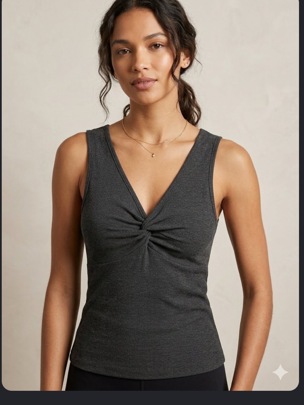 Anthropologie T.la twist front ribbed tank sz L